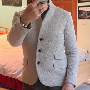 Amina Rubinacci Gray Herringbone Blazer